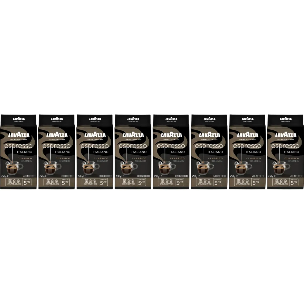 Lavazza Caffe Espresso Kaffee - gemahlener Kaffee - 8 x 250 Gramm