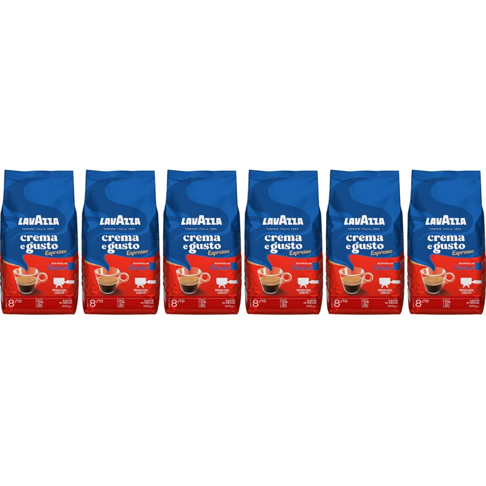 Lavazza Crema e Gusto Espresso Classico - Kaffeebohnen - 6 x 1 Kilo