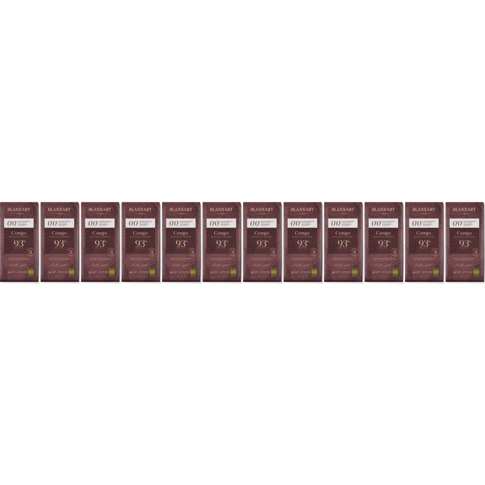 Blanxart - Kongo 0,0% Zuckerzusatz - 12 x 93% dunkle Schokolade (Bio)