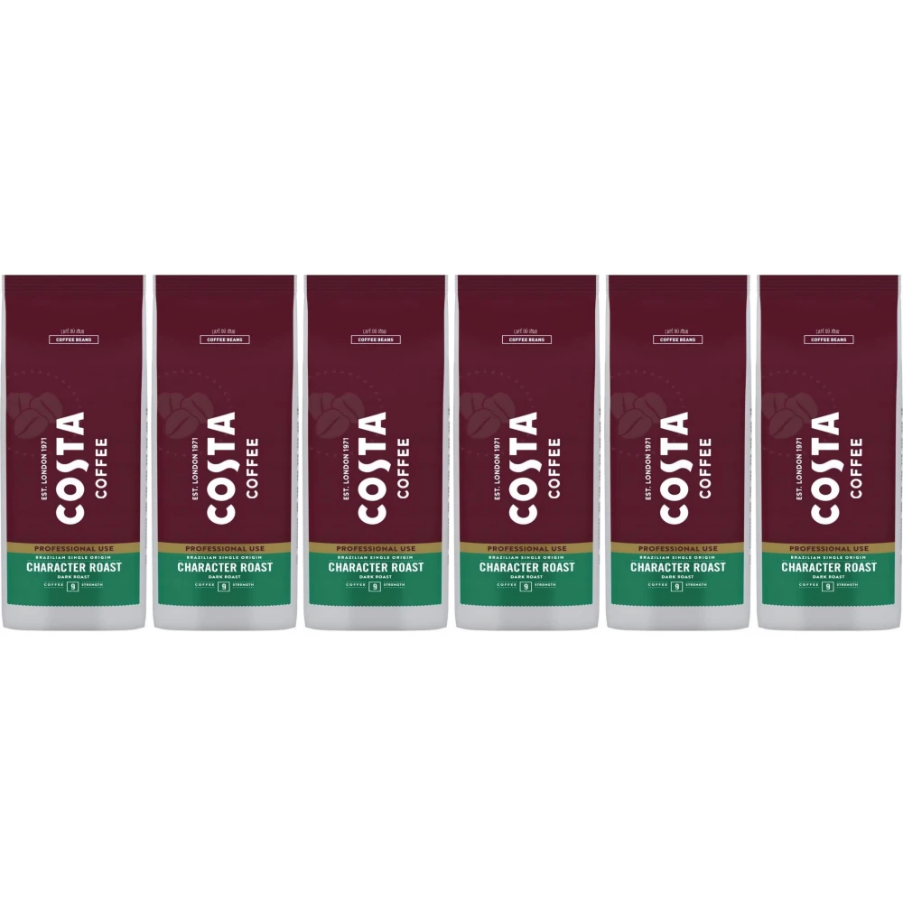 Costa Coffee Brasilianischer Single Origin Charakter Dunkle Röstung - Kaffeebohnen - 6 x 1 Kilo