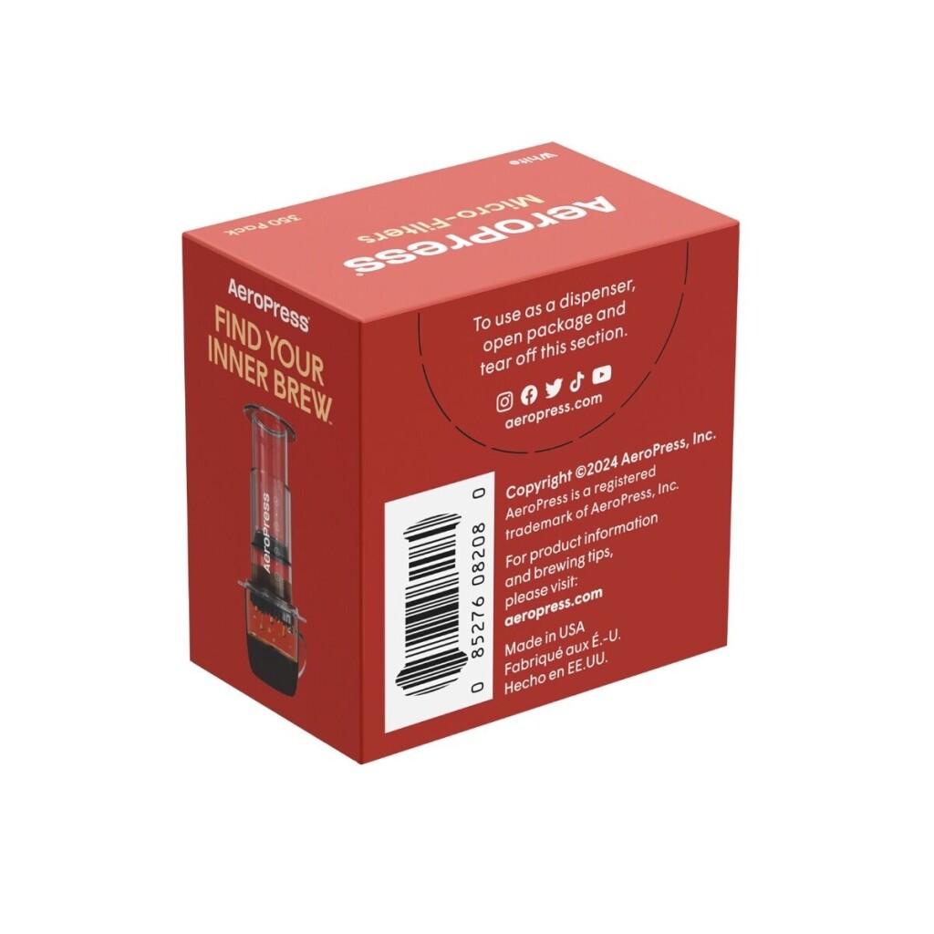 Seitenansicht der Verpackung der Mikrofilter für die AeroPress Go