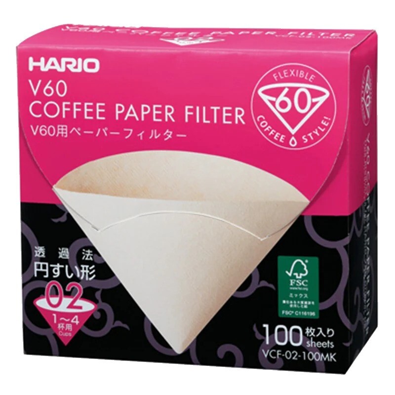 Hario V60 Kaffeefilter – Größe 02, Farbe Braun (VCF-02-100MK) in Box – 100 Stück
