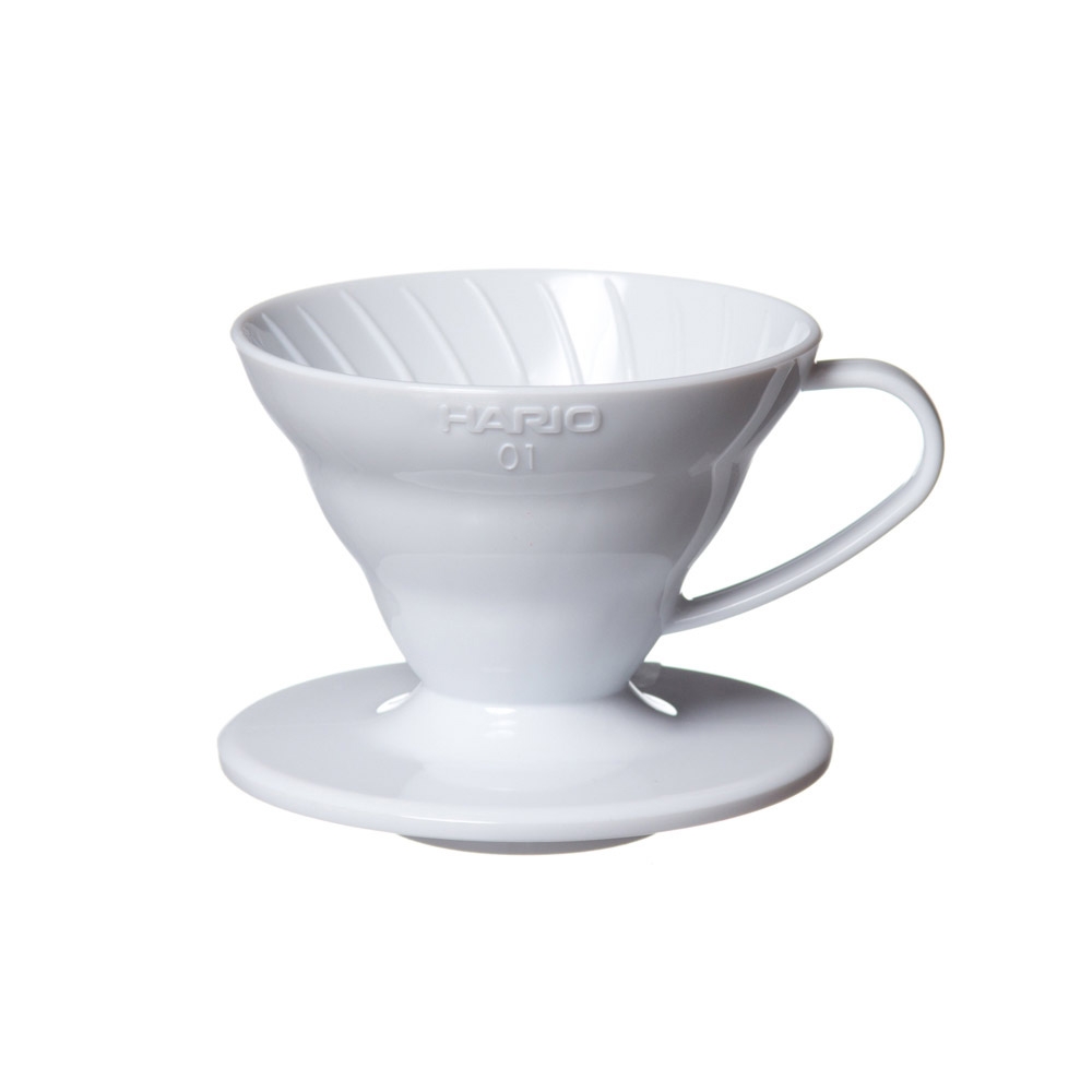 Hario V60 Dripper aus weißem Kunststoff Größe 01