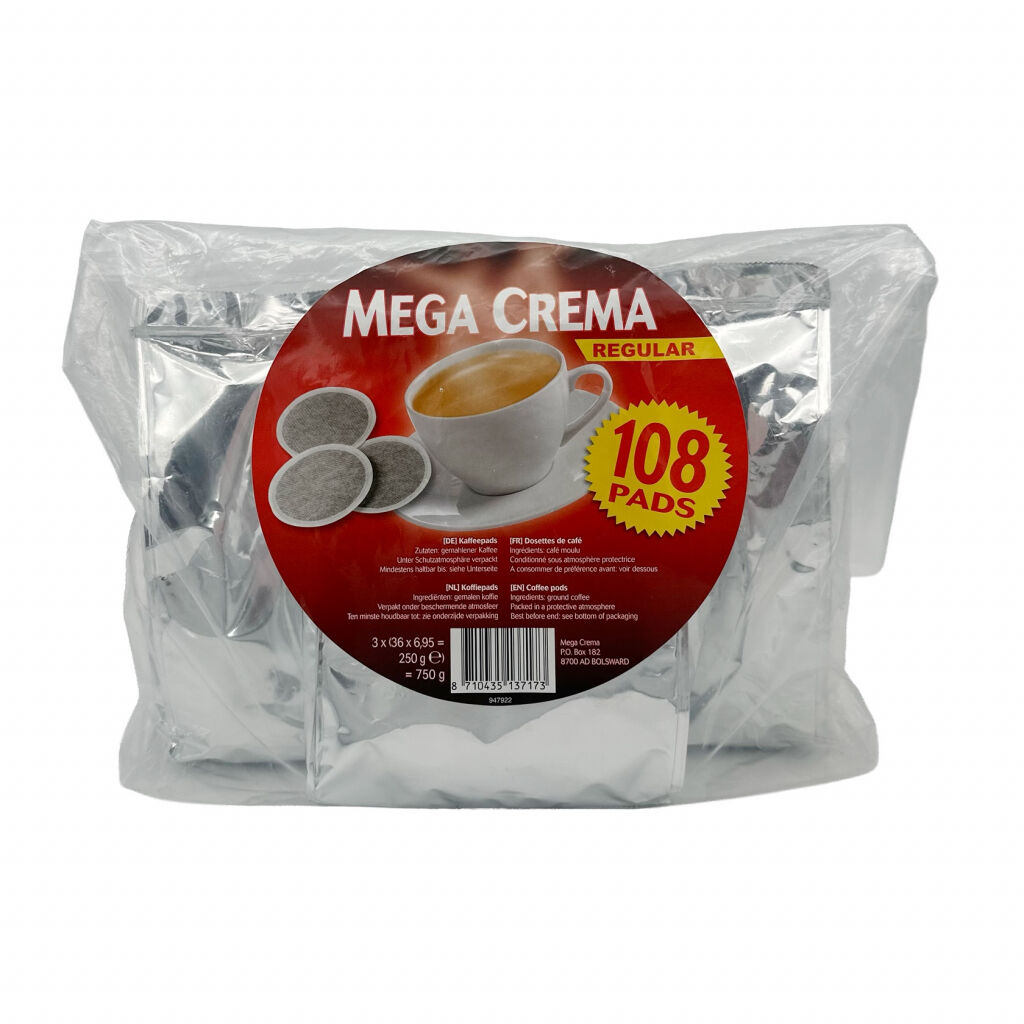 Mega Crema Regular - Kaffeepads - 108 Stück