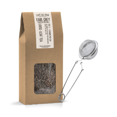 Café du Jour frischer loser Tee - für den Einsteiger - 1 x 100 Gramm Tee und Teequetsche