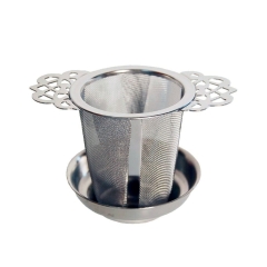 Teefilter Edelstahl - Teesieb loser Tee für Tasse oder ganze Kanne mit Halter und Abtropfschale