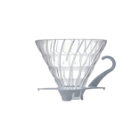 Hario V60 Tropfer - Glas mit weißem Halter - Größe 02 (VDG-02W)