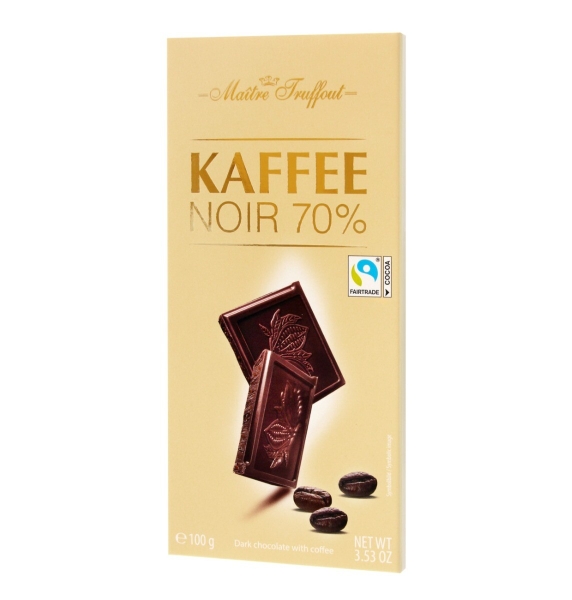 Pure chocolade 70% - met koffie - 100 gram